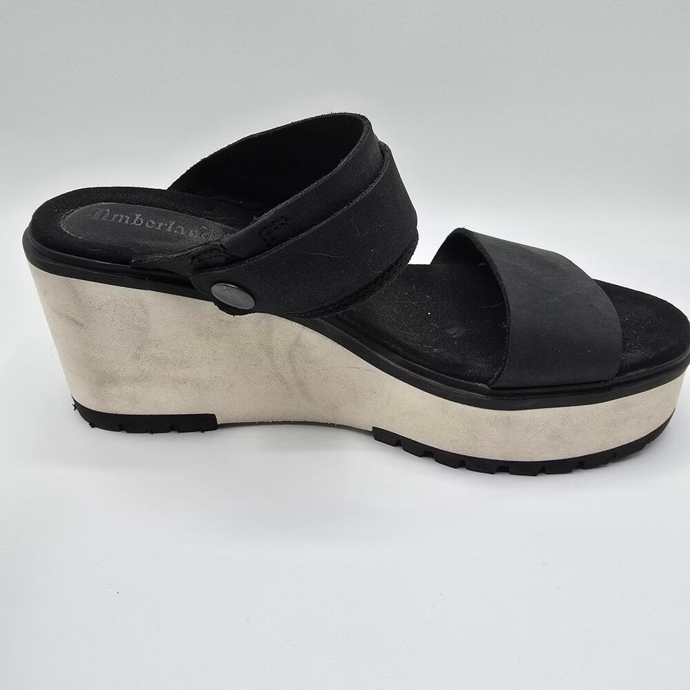 Timberland Koralyn 2 black white strappy buckle foam wedges 8 - Picture 11 of 12